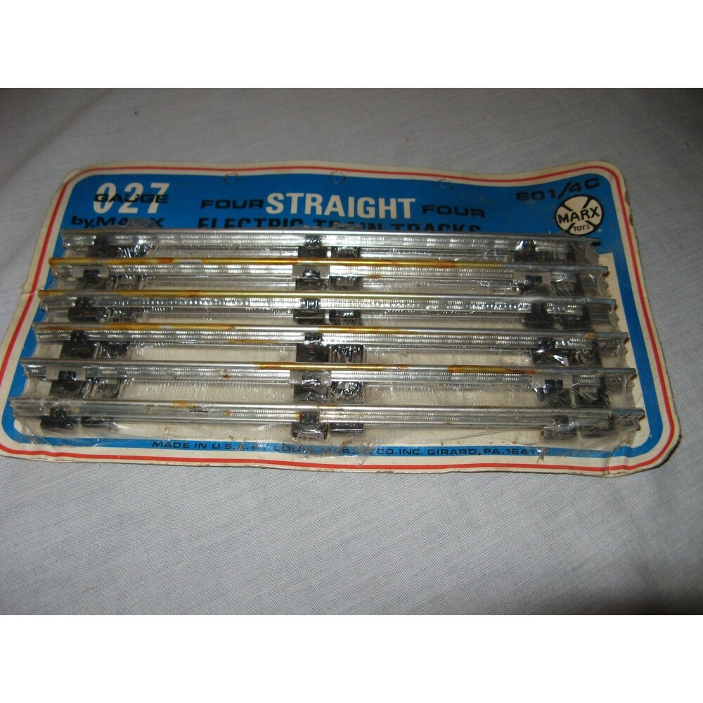 VINTAGE MARX 027 Gauge Four Straight Electric Train Tracks USA New Sealed 601/4C